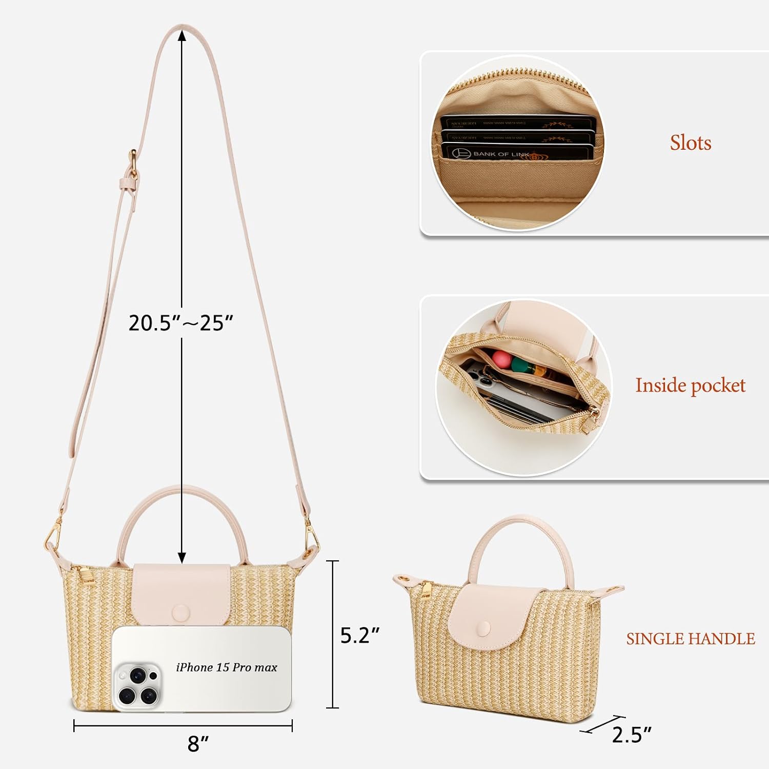 Kkxiu Mini Top Handle Purse For Women Small Summer Straw Beach Crossbody Bags For Lady Handbags