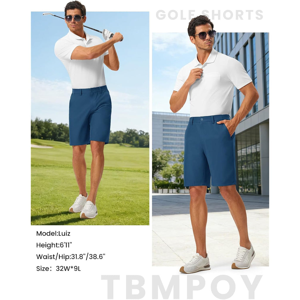 Tbmpoy Men'S 9" Golf Shorts Stretch Dress Quick Dry Casual Flat Front Elastic Waist Work Shorts For Men With 5 Pockets