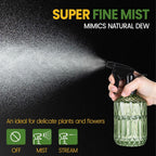 Glass Plant Mister Bottle - 13.5 Oz Refillable Leak Proof Water Spray Bottle For Indoor Plants, Spring Gardening,Cleaning, Hair, Pets Care With Adjustable Mist Nozzle (Green)