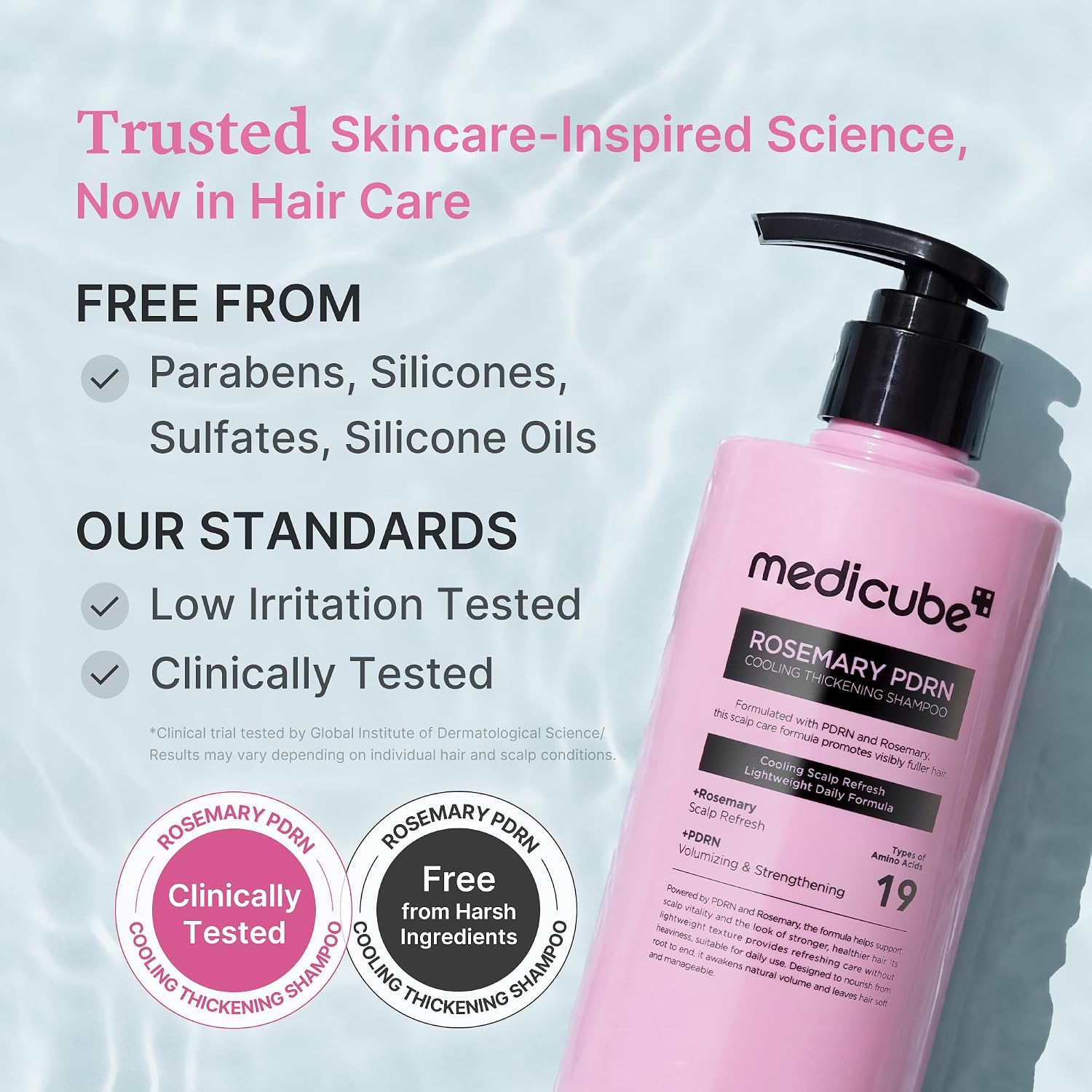 Medicube Rosemary Pdrn Clarifying Thickening Shampoo | Cooling, Clarifying Care For Thinning, Weak & Flaky Hair | Amino Acid Complex For Stronger, Thicker-Looking Hair | Korean Hair Care, 13.52 Fl.Oz