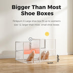 15 Pack X-Large Shoe Storage Boxes Fit Us Size 11, Shoe Organizer For Closet Clear Plastic Stackable Shoe Dispaly Case Holder Bins, Sneaker Storage For Sneakerheads White For Home And Family