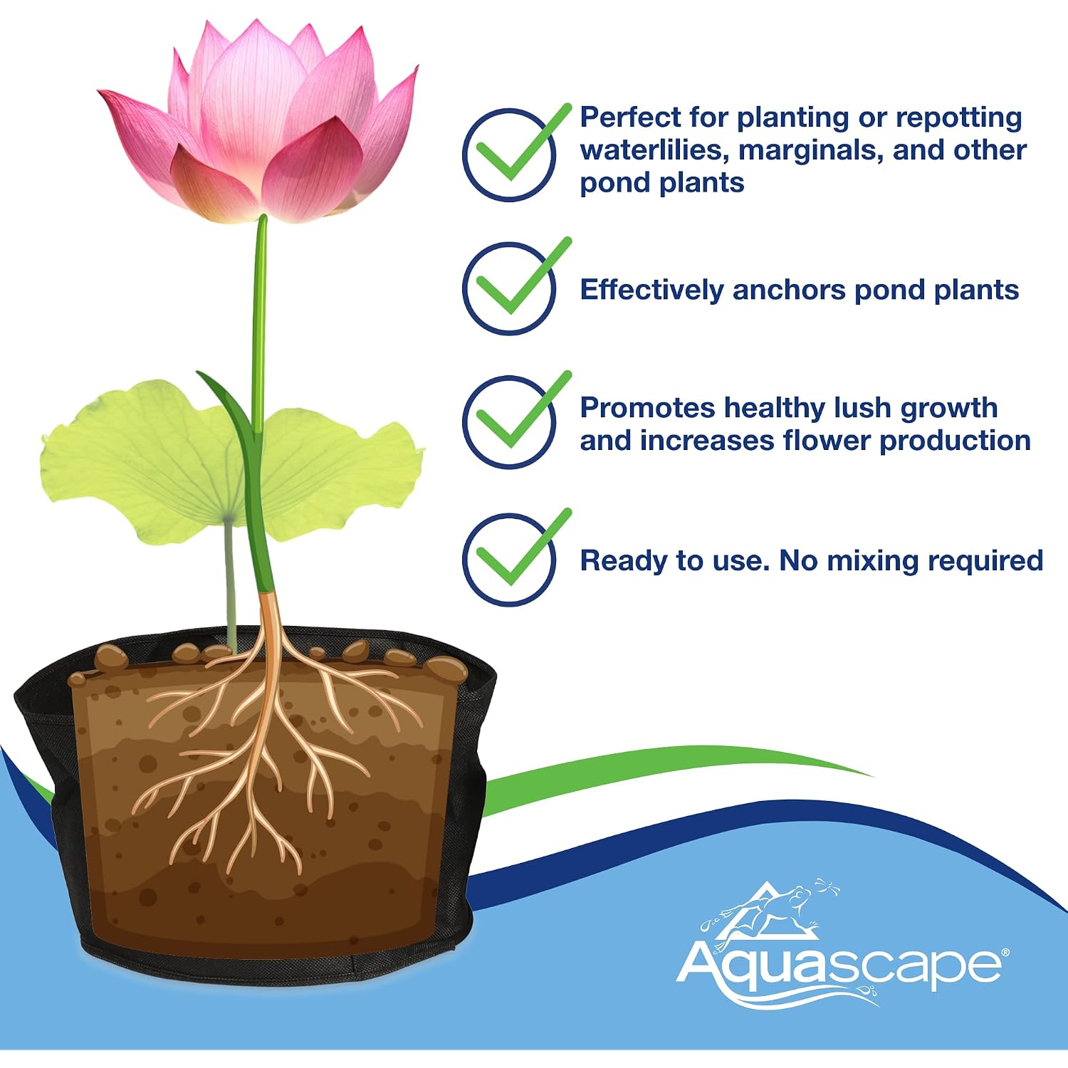 Aquascape Pond Plant Potting Media, Nutrient-Rich Aquatic Soil For Water Gardens, Supports Strong Root Growth, 215 Cubic Inches, 89002