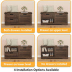 Bench With Shoe Storage For Entryway, Wooden Shoe Benches With Flip Door And Drawers, Entry Way Shoes Organizer Cabinet For Living Room Mudroom (Dark Walnut)