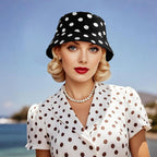 DOCILA Bucket Hats for Women Trendy Print Reversible Bucket Hat Packable All Season Fisherman Sun Caps Blackwhitedot