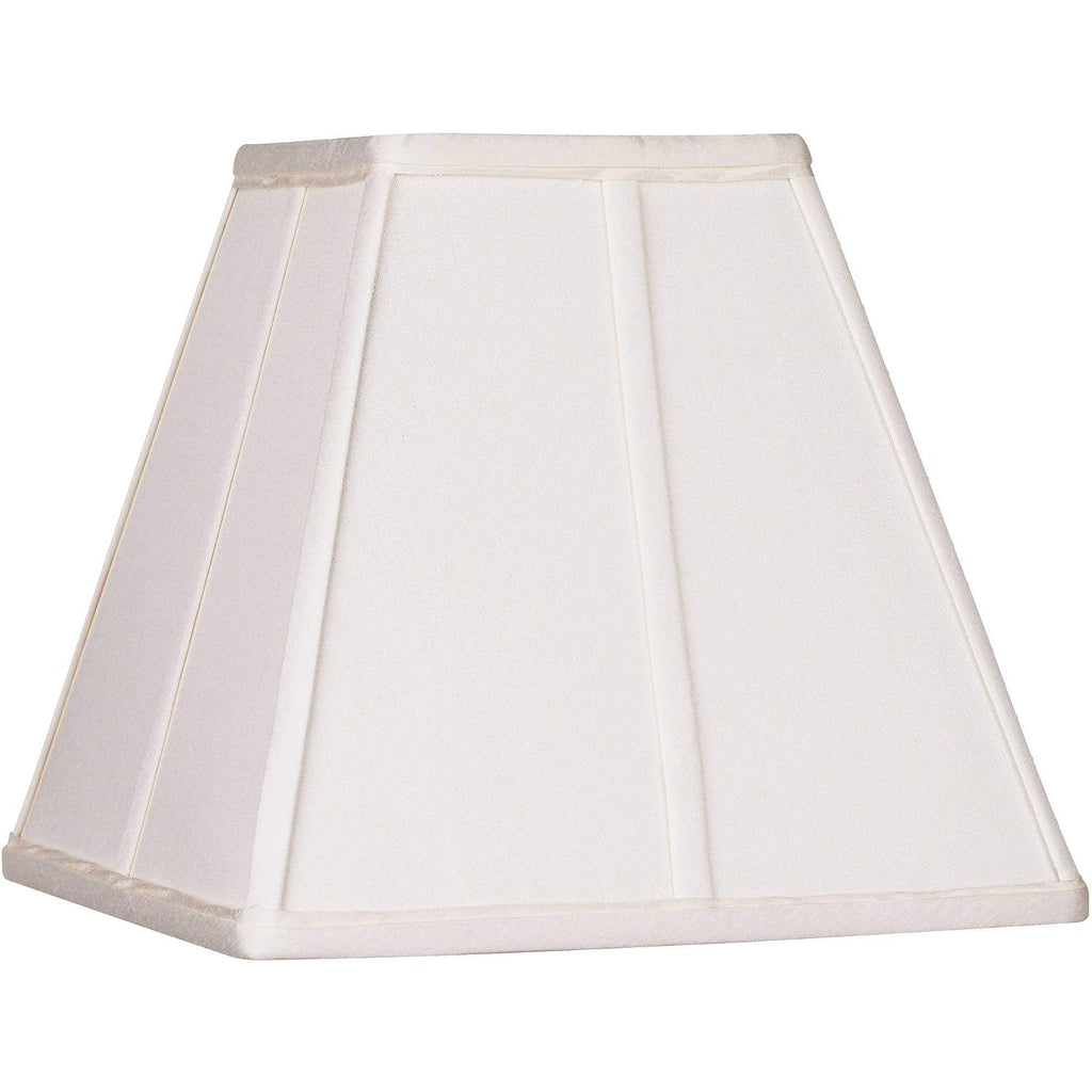 Ivory Classic Medium Square Lamp Shade (Pre-Assembled) 5.25" Top X 10" Bottom X 9" High X 9" Slant (Spider) Replacement With Harp And Finial