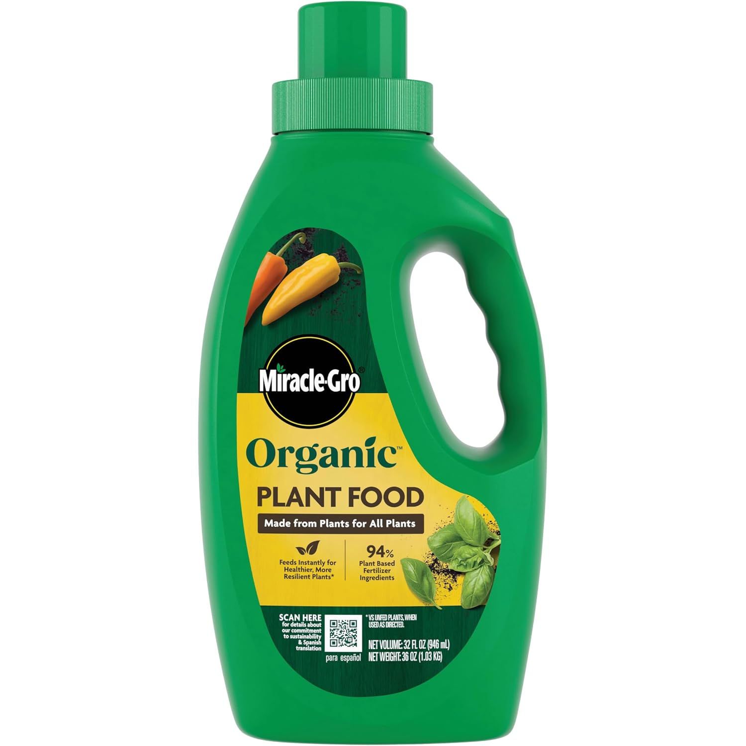 Miracle-Gro Organic Plant Food, 32 Fl. Oz. | Use With Indoor Or Outdoor Plants, Organic Liquid Fertilizer For Containers And In-Ground Gardens, Omri Listed