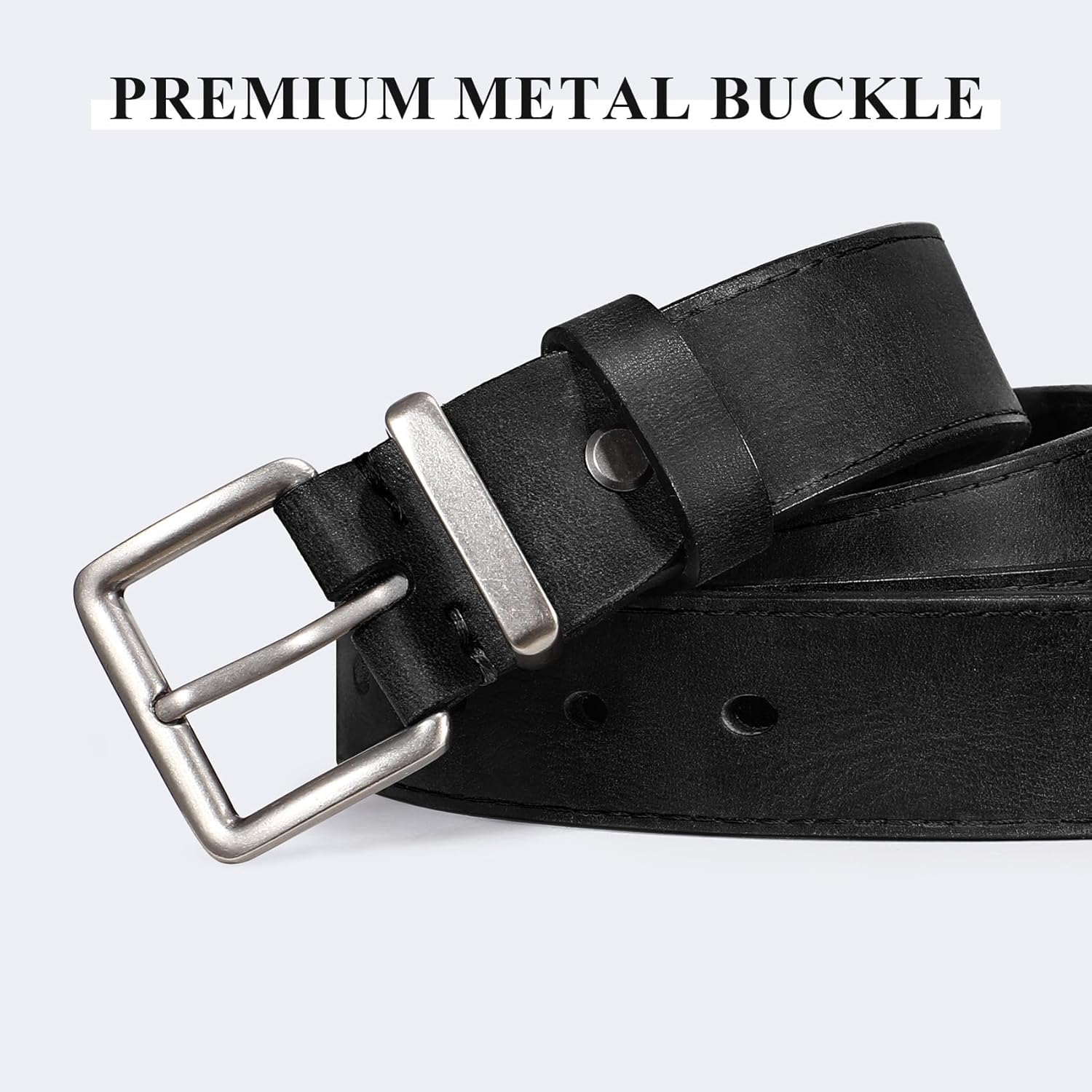 Women's Full Grain Leather Belt for Jeans Pants Real Genuine Leather Waist Belt with Matte Gold/Silver Buckle