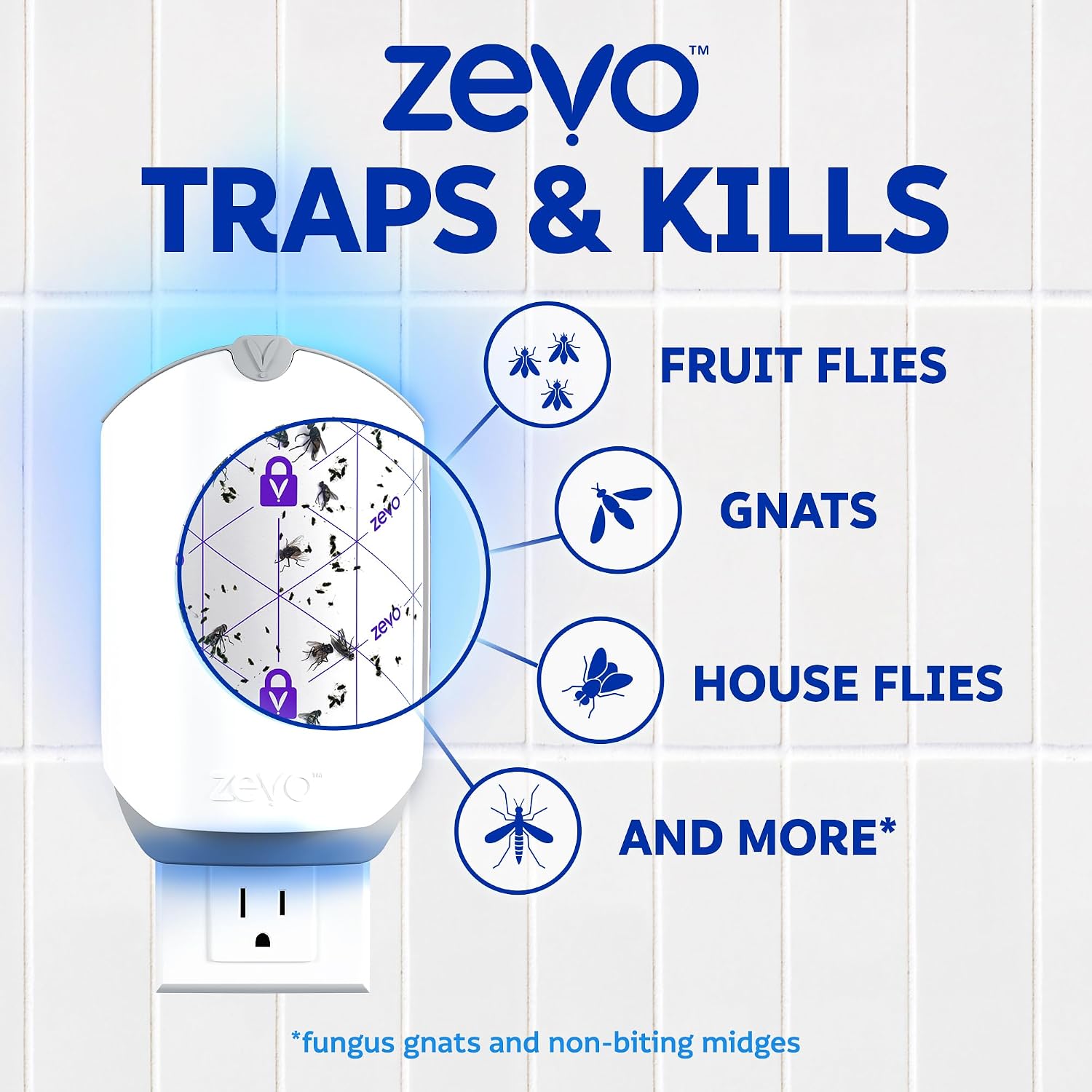 Zevo Flying Insect Trap Official Refill Cartridges - Fits Zevo Trap And Max Indoor Fly Trap, Trap+Lock Technology Fly Trap Refill For Gnats, House Flies & Fruit Flies (4 Official Refill Cartridges)