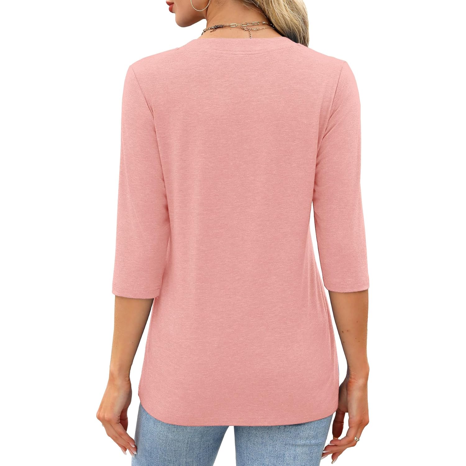 Womens Tops 3/4 Sleeve V Neck Shirts Dressy Casual Tunic Blouses Summer Tees
