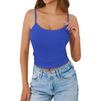 GKBK Womens Lace Tank Top Scoop Neck Ribbed Camisole Tops Adjustable Spaghetti Straps Sleeveless Summer Basic Cami Shirt