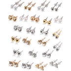 BBTO 24 Pairs Stud Earrings Crystal Pearl Earring Set Ear Stud Jewelry for Women Men