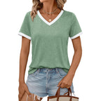 Automet Womens Short Sleeve T-Shirts Summer Tops Casual Soft Tunic V Neck Basic Workout Clothes Spring Fashion Outfits 2026