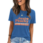 IRISGOD Womens Graphic Tees Casual Summer Short Sleeve Vintage T Shirts Tops 169 Peachy (Navy)