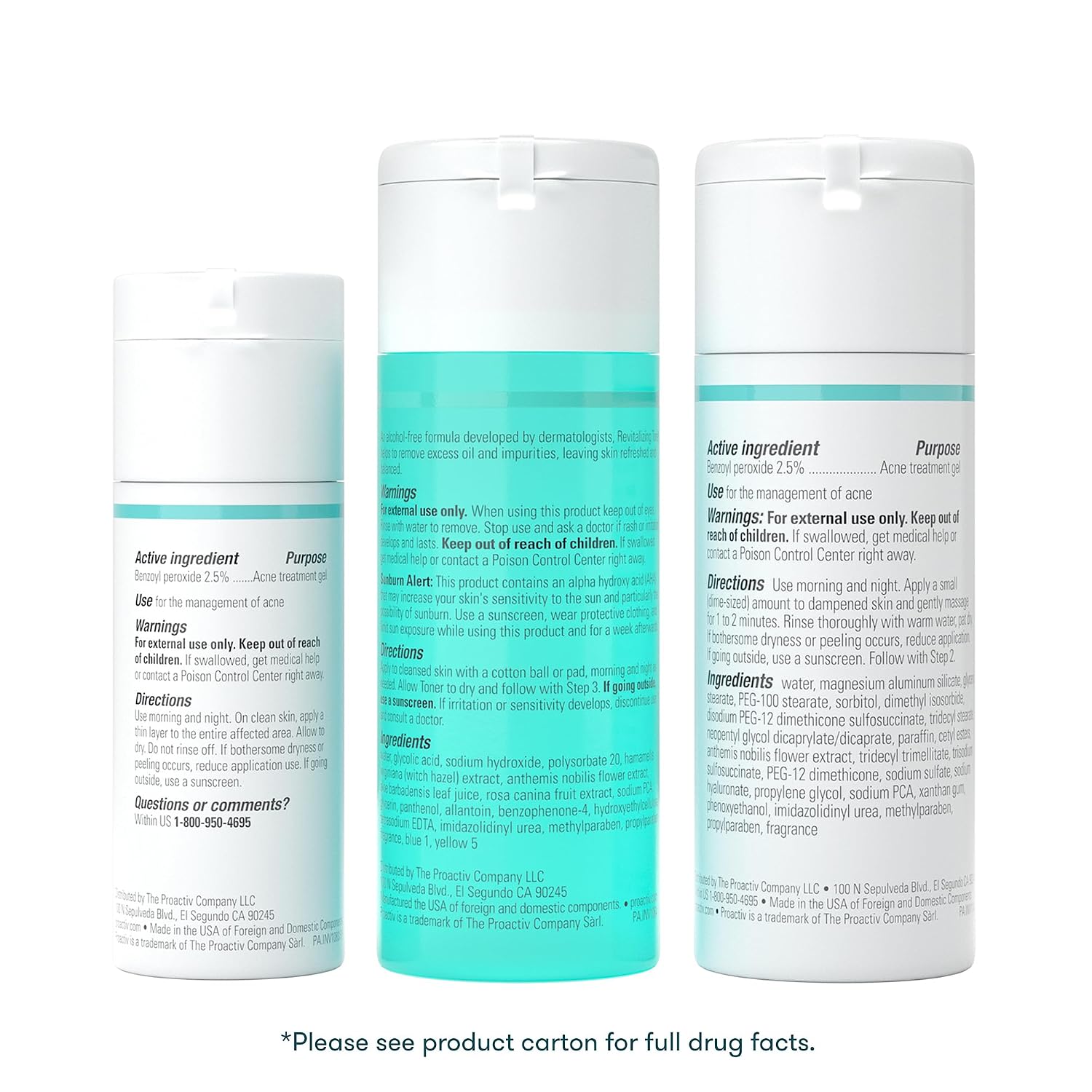 Proactiv 3 Step Acne Treatment - Benzoyl Peroxide Face Wash, Repairing Acne Spot Treatment For Face And Body, Exfoliating Toner - 30 Day Complete Acne Skin Care Kit