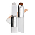 ELROEL Blanc Cover Cream Stick V White - Korean Color-Changing Foundation Stick with Volufiline - Medium to Full Coverage Dewy Finish Base Makeup - Dual-Ended with Detachable Brush (203 Medium)