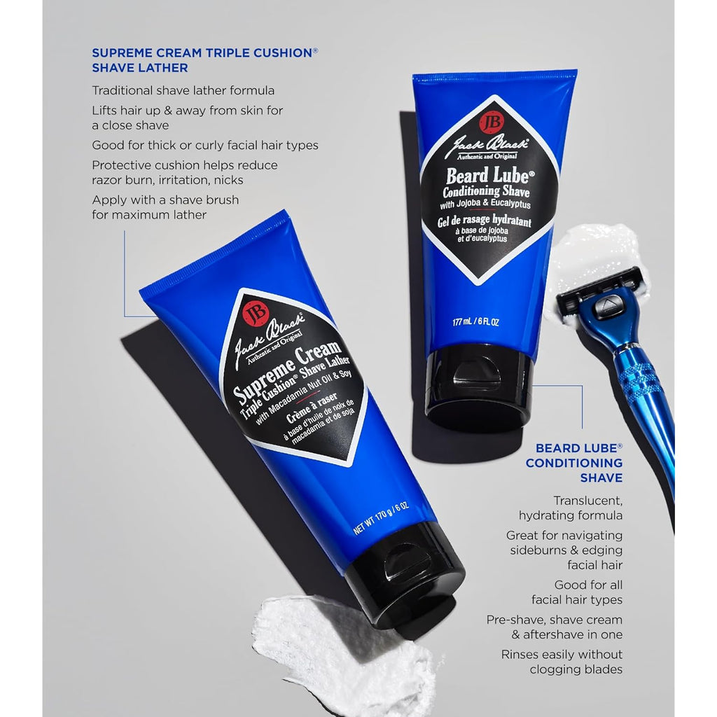Jack Black Supreme Cream Triple Cushion Shave Lather - Shaving Cream Mens, Shave Cream for Men, Jack Black Shaving Cream for Men, Shaving Lather, Mens Shaving Cream, Jack Black Shave Cream