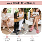 Everfoams Women'S Fuzzy Open Toe Slippers Comfy Soft Memory Foam Indoor House Shoes