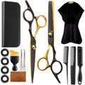 15 Pcs Hair Cutting Scissors Professional, Thinning Shears For Hair Cutting, Black Gold Stainless Steel Barber Scissors, Lengnoyp Haircut Scissors Hair Cutting Kit For Women, Men