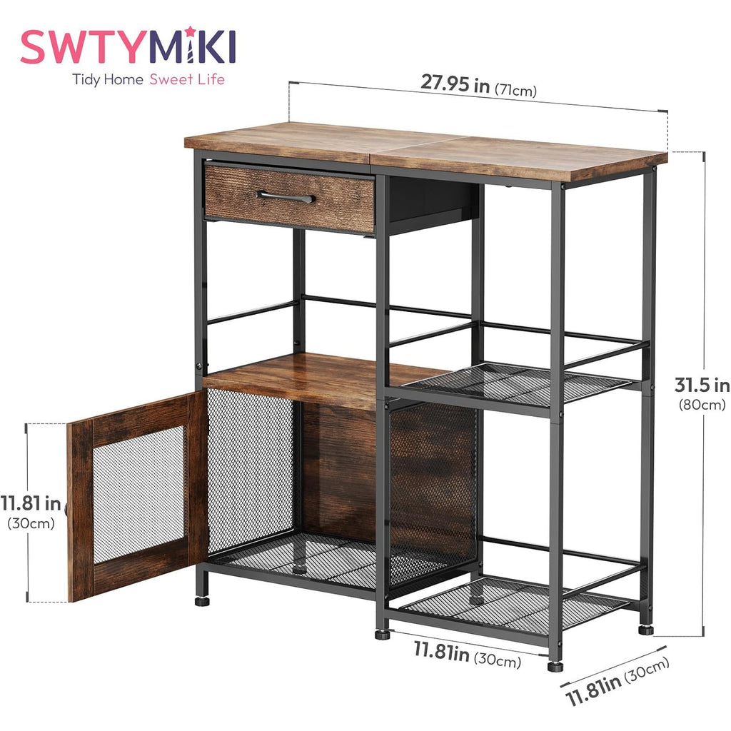 Coffee Bar Cabinet For Home - Farmhouse Coffee Stand Station Multi-Purpose Buffet Sideboard Cabinet With Drawers - Kitchen Bar Table For Living Room, Corner, Small Space, Espresso