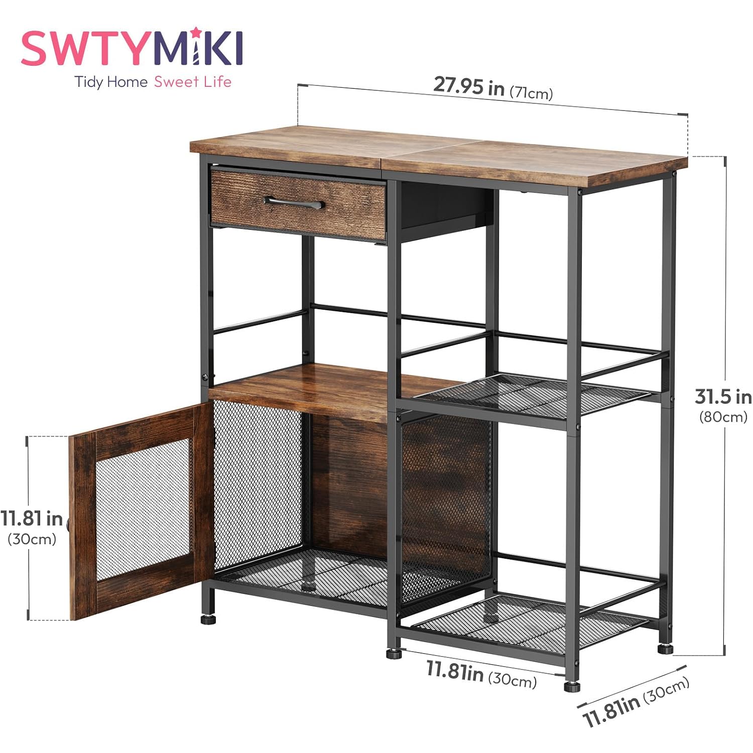 Coffee Bar Cabinet For Home - Farmhouse Coffee Stand Station Multi-Purpose Buffet Sideboard Cabinet With Drawers - Kitchen Bar Table For Living Room, Corner, Small Space, Espresso