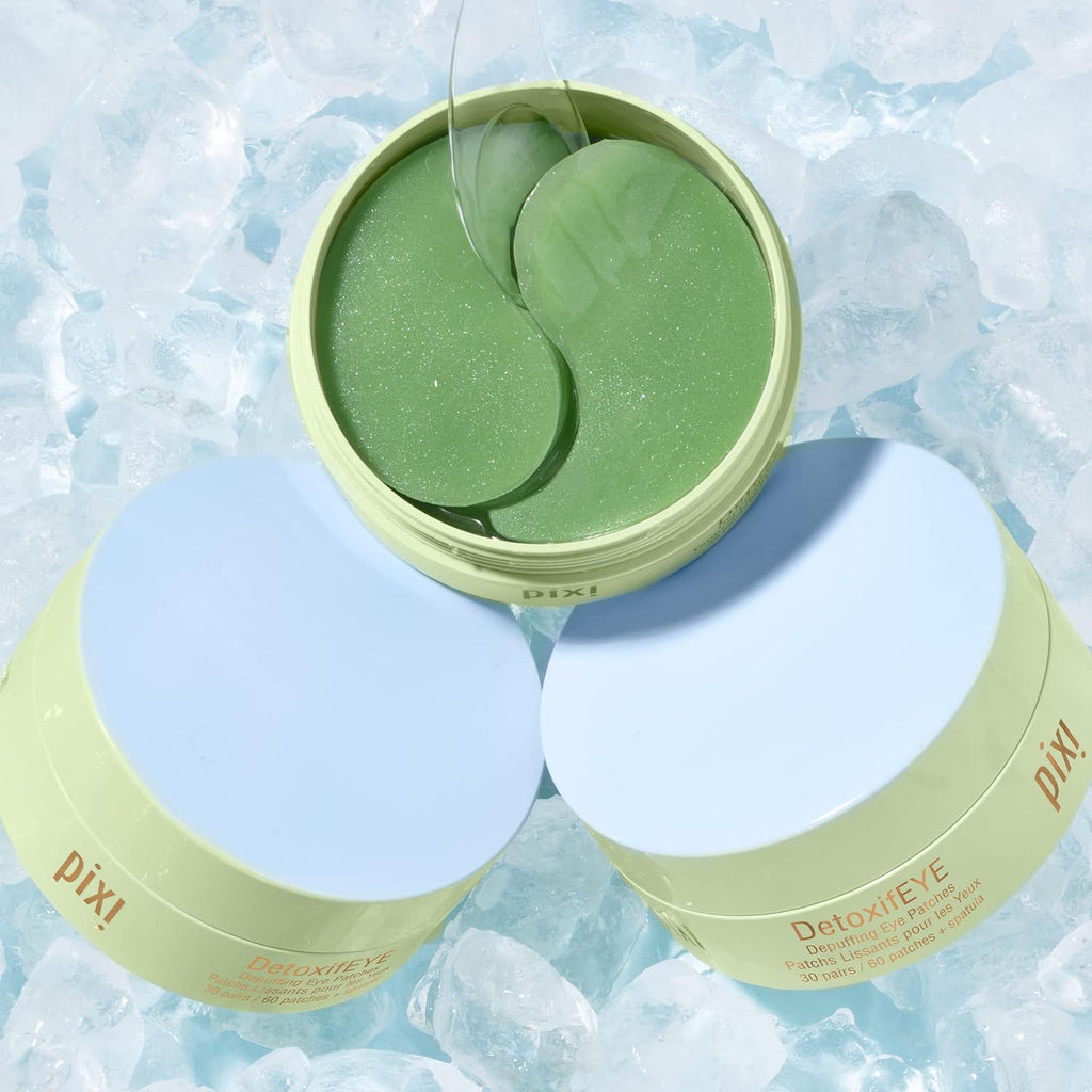 Pixi Detoxifeye Depuffing Hydrogel Eye Patches With Cucumber, Hyaluronic Acid & Caffeine For Puffy Eyes And Dark Circles | Treats Tired Eyes, Puffiness And Eyebags | Hydrate Eye Area, 60 Patches