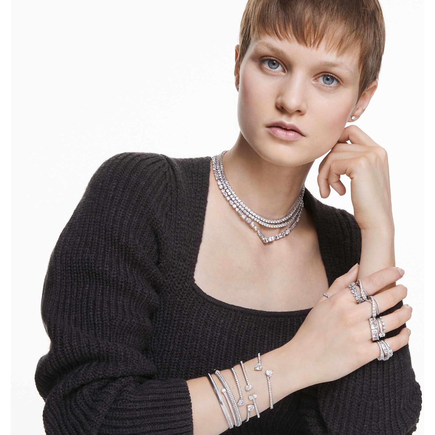 Swarovski Soul Heart Bangle Bracelet Collection, Rhodium Finish