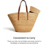 Dreshow Women Straw Sun Hat Short Brim Panama Travel Fedora Beach Cap Roll Up Summer Hat For Women Men Upf 50+