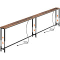 Huuger 102.4 Inch Sofa Table With Power Outlets, 23.9’’-34.4’’ Height Adjustable Range, Behind Couch Table With Usb-C Ports, Sofa Tables Narrow Long, Skinny Console Table, Small Spaces, Rustic Brown