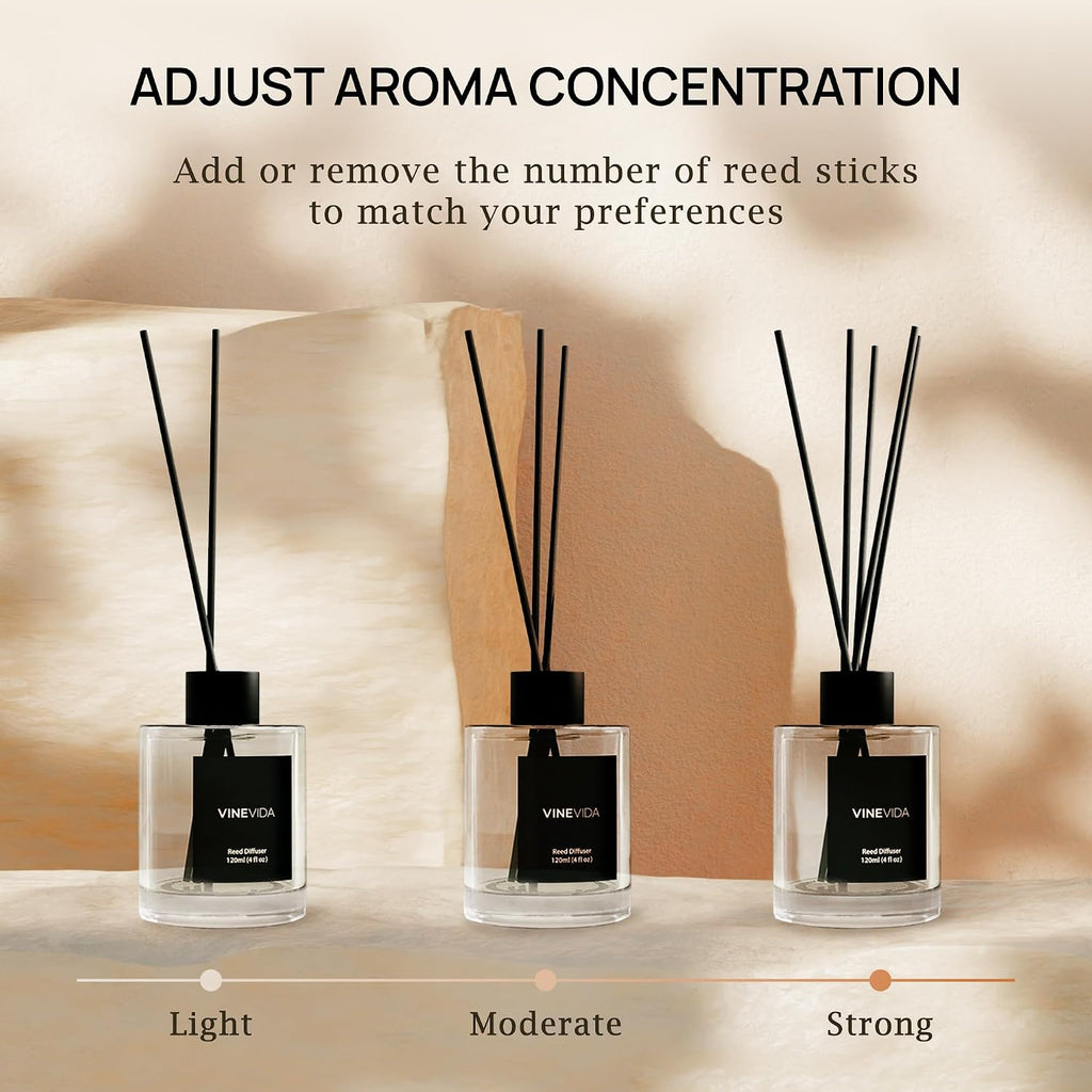 Vinevida Prime Reed Diffuser For Home & Bathroom | Long-Lasting Scent Sticks Set | Oil Stick Diffuser | Bathroom Scent - Room Fragrance No. 3100 - Inspired By: Tobacco And Vanilla