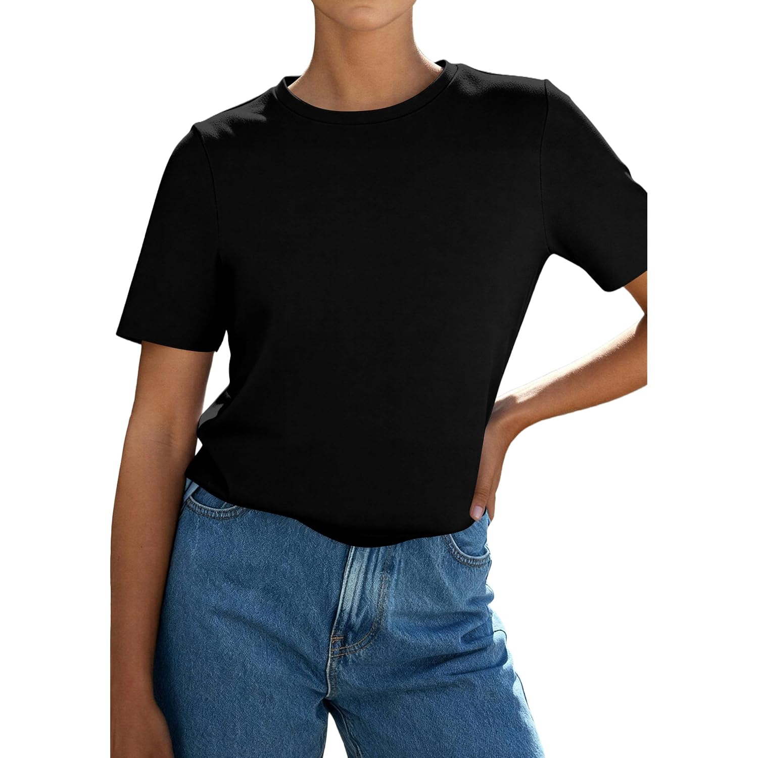 PRETTYGARDEN Womens Short Sleeve Tops Summer 2026 Casual Crewneck Cotton Basic Tee Shirts Fashion Clothing Spring Outfits