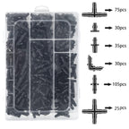 300 Pcs Barbed Connectors Drip Irrigation Fittings Kit, 1/4" Drip Irrigation Kit For Garden Flower Pot Greenhouse Lawn (Straight Barbs,Single Barbs,Tees,Elbows,End Plug,4-Way Coupling)