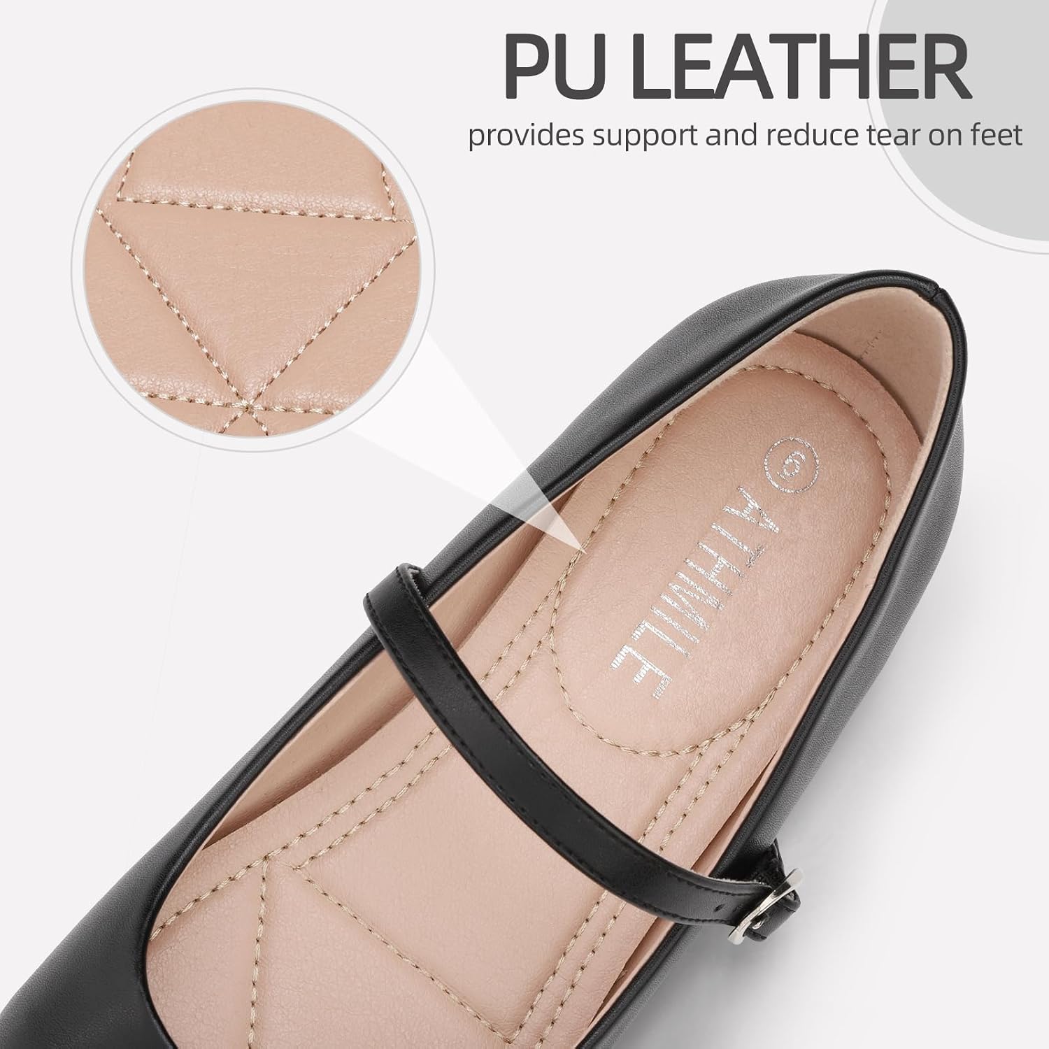 Athmile Mary Jane Shoes Women Ballet Flats Shoes For Women Slip On Comfortable Dressy Adjustable Strap For Work Office Business Casual