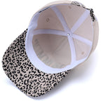 Vintage Two-Tone Trucker Hat Adjustable Baseball Cap with Mommin Embroidery Ponytail Fit Unisex Outdoor Casual Headwear Leopard-01