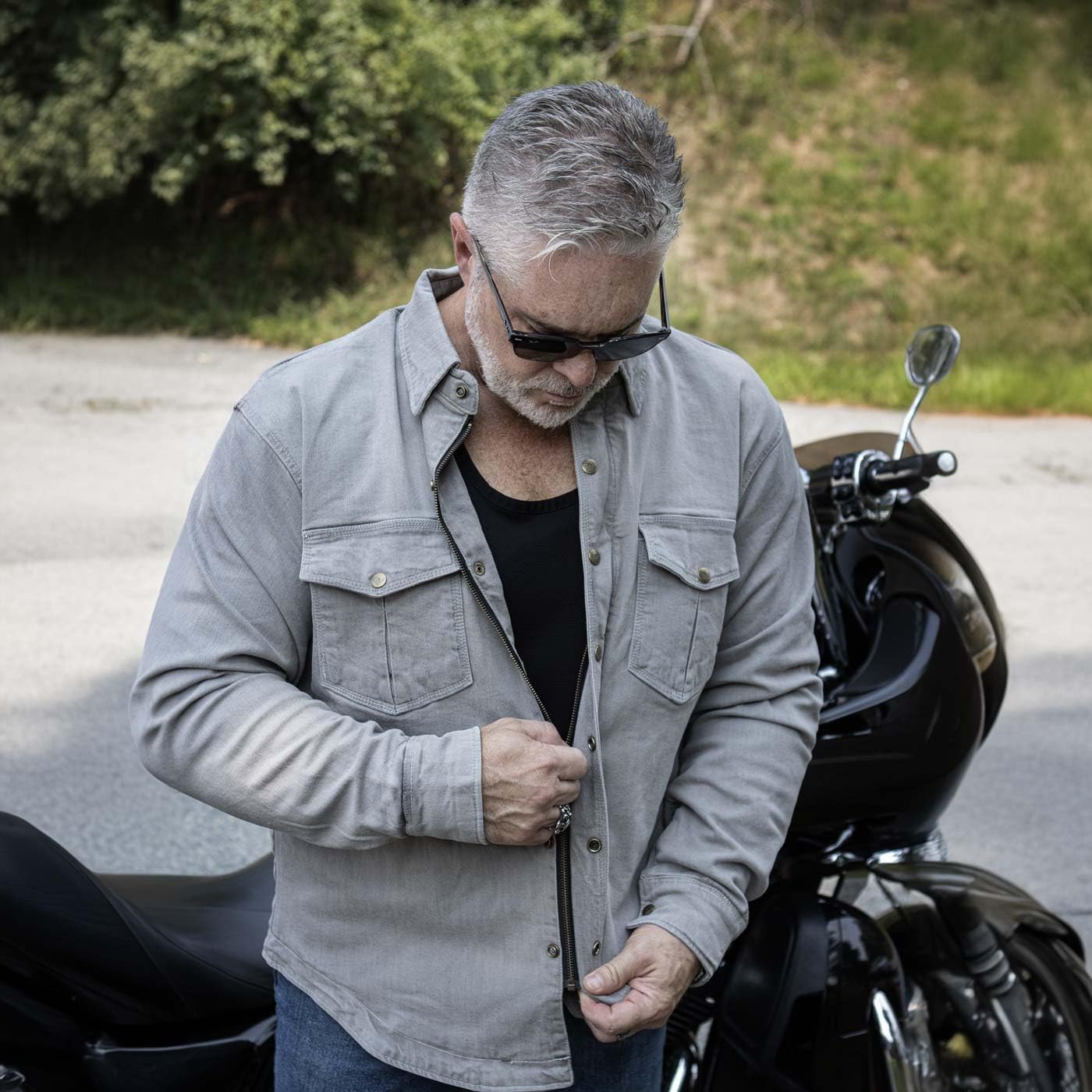 Milwaukee Leather Men'S Long Sleeve Solid Biker Shirts W/Ce Armor - Reinforced W/Aramid Fibers