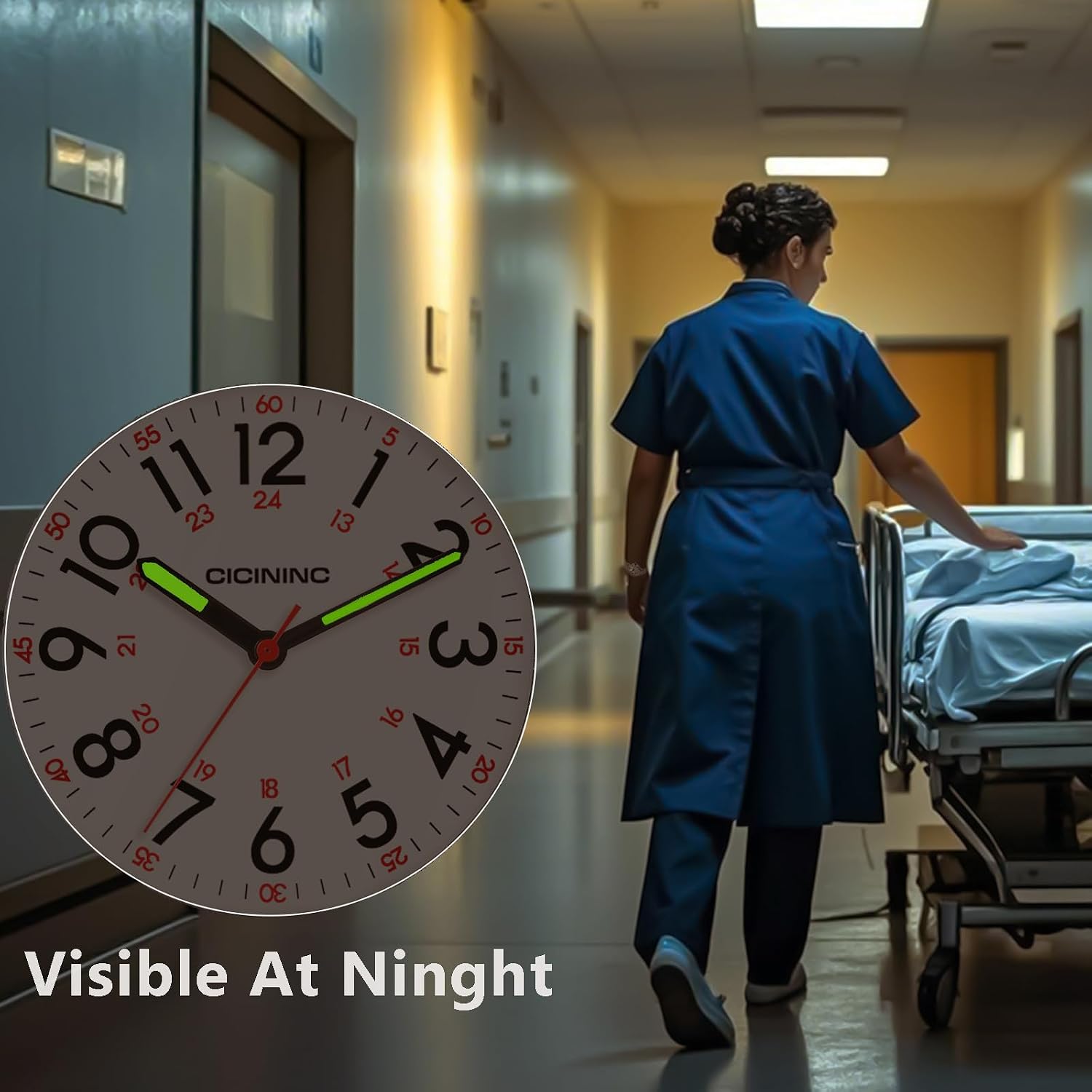Cicininc Nurse Watch For Women,Analog Nursing Watches With 12/24 Hour Military Time,Second Hand