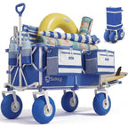 Sekey Heavy Duty Beach Wagon With 9" Big Sand-Proof Wheels, 300L Oversized Foldable Beach Cart With Cooler| Adjustable Handle & Balloon Tires For Sand, Camping,Vacation