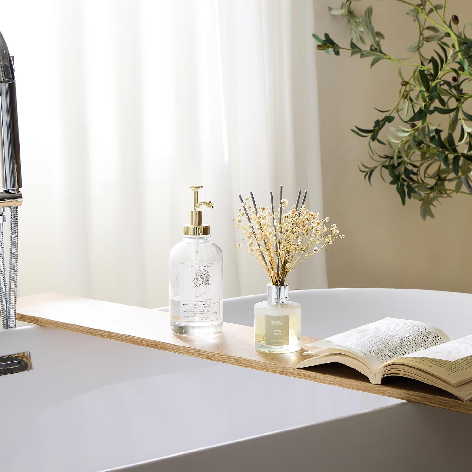 Reed Diffuser Set,3.38 Fl Oz (100 Ml) - Clean Linen Oil Diffusers With 8 Reed Sticks,Home Fragrance Reed Diffuser For Bathroom Shelf Decor
