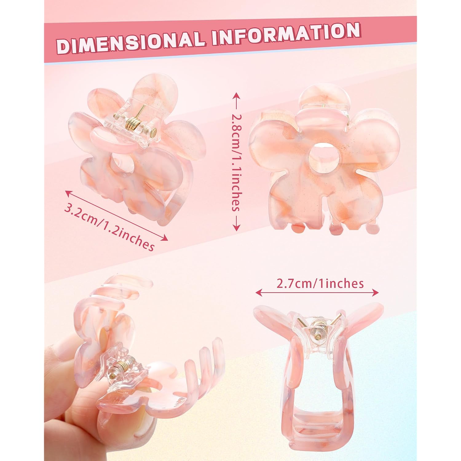Chlins 12 Pcs Small Hair Clips For Women, Cute Acrylic Mini Claw Clips Accessories For Thin Fine Hair, Non-Slip Little Jaw Clamps For Half Updo Styling & Bangs