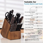 Knife Block Without Knives, Large Knife Holder- 25 Slots Acacia Wood Universal Knife Block, Butcher Block Countertop For Knife Storage Organizer