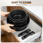 Pots And Pans Set, Nonstick Cookware Set Detachable Handle, Induction Kitchen Cookware Sets With Removable Handle, Non Stick Rv Cookware Set, Dishwasher ＆ Oven Safe (21 Pcs)