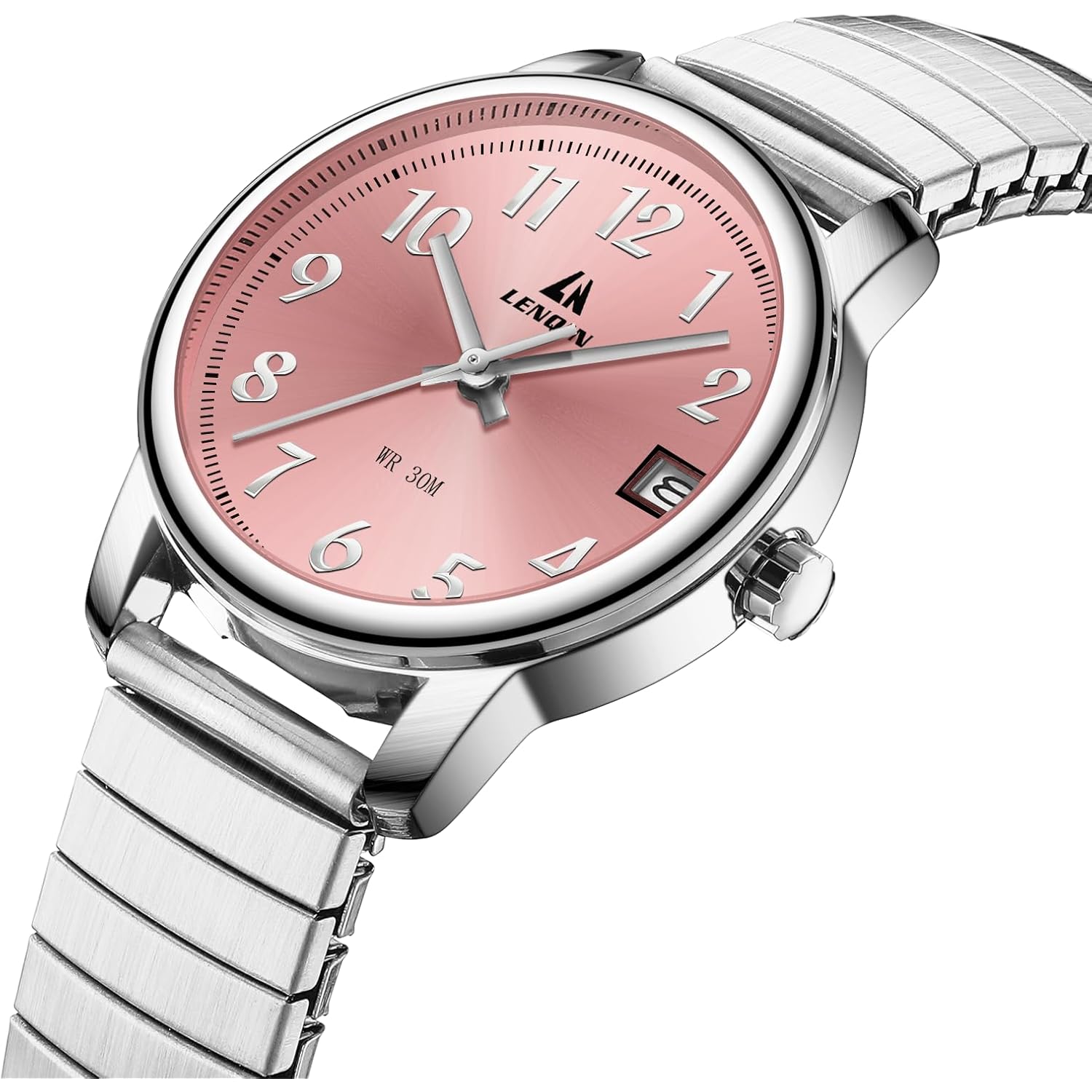 LN LENQIN Ladies Watches Womens Watch Stainless Steel Analog Quartz Watches for Women Waterproof Easy Reader Women's Wrist Watch with Date Expansion Band