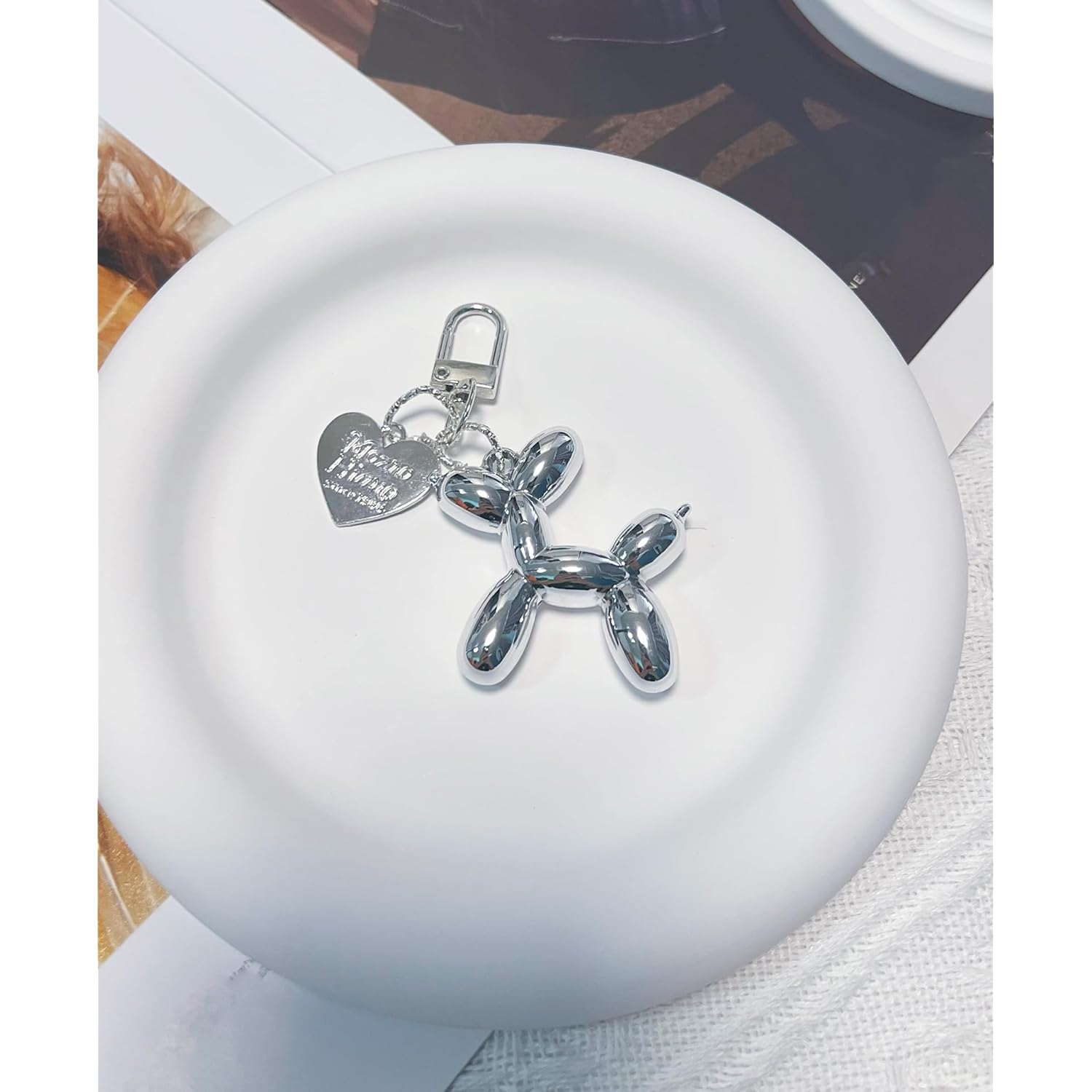 LAEKOU Jelly Balloon Dog Design Keychain for Women, Cute Girls Key Chain, Bag Charms Accessories for Car Purse Backpack