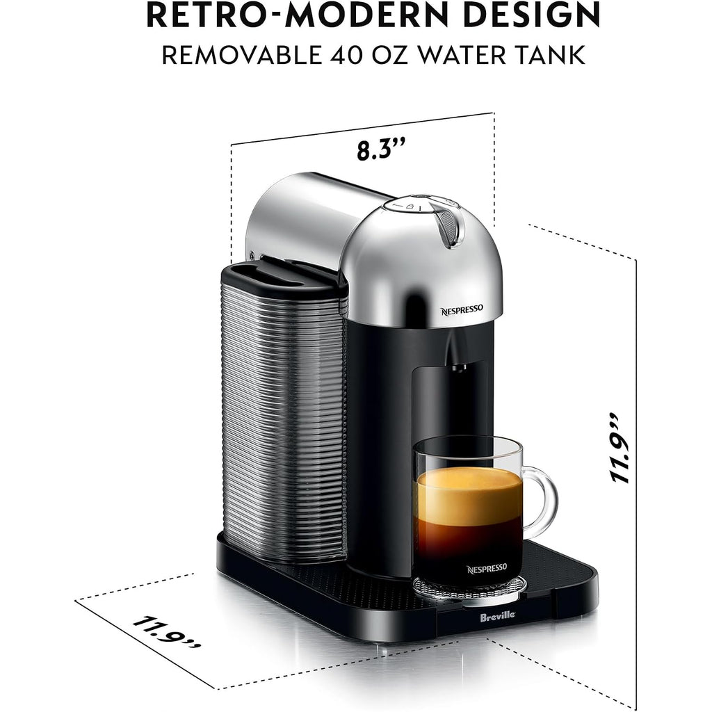 Nespresso Vertuo Coffee And Espresso Maker By Breville, Chrome With Aeroccino Milk Frother