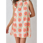 Chartou Women 2025 Summer Sleeveless Floral Short Shift Dress Cotton Linen Loose Tank Dress