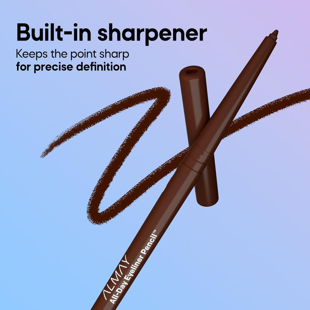 Almay All-Day Eyeliner Pencil, Smudge Proof, Waterproof Eye Makeup, Hypoallergenic, Built-In Sharpener, 205 Black, 0.01 oz
