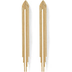 PAVOI 14K Gold Plated Long Tassel Dangle Earrings for Women - 925 Sterling Silver Posts Elegant Rhinestone Chain Chandelier Drop Earrings - Statement Jewelry