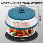 Large Microwave Splatter Cover & Silicone Mat,12 Inchs Vented Collapsible Guard dish Plate lid & Round Kitchen mat for food