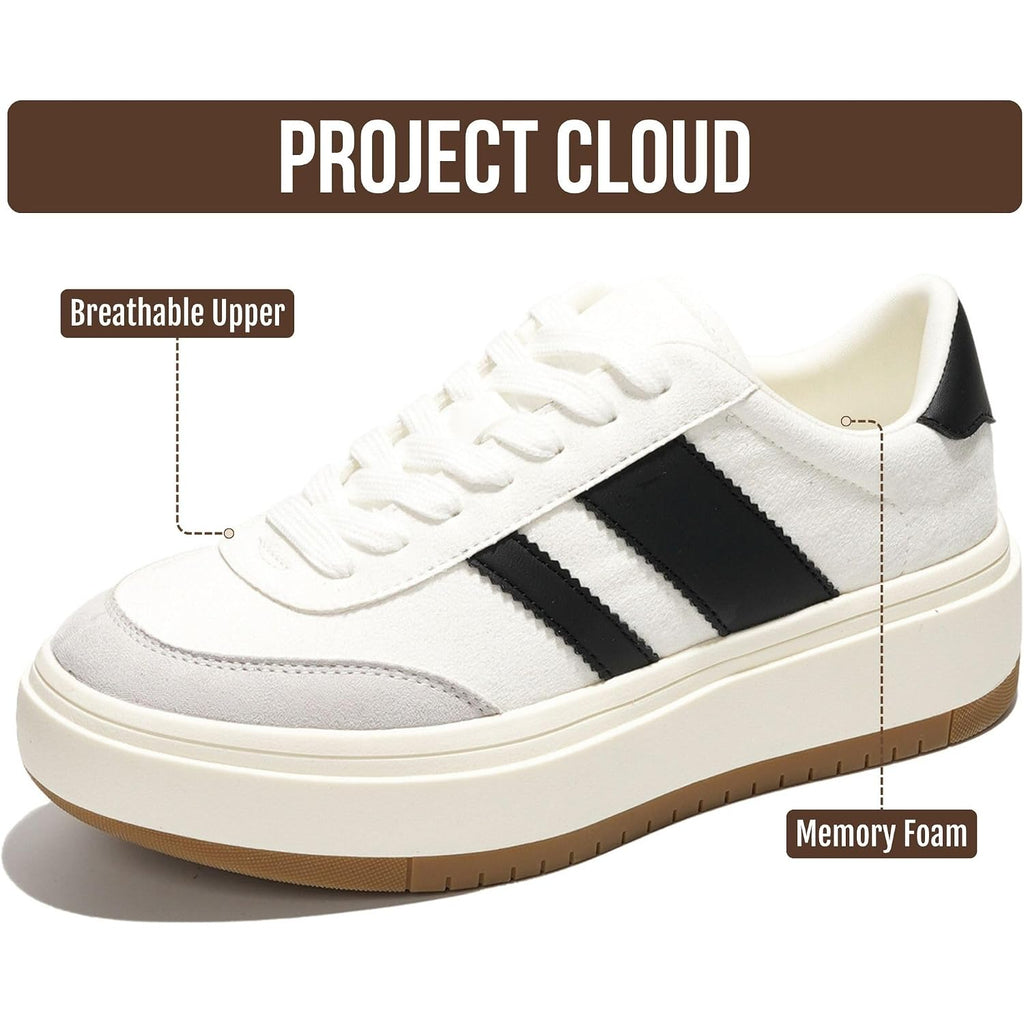 Project Cloud Platform Sneakers For Women - Lightweight Memory Foam Insole Womens Sneakers - Non-Slip Fashion Sneakers For Women Footwear - Women'S Fashion Platform Shoes (Nita)