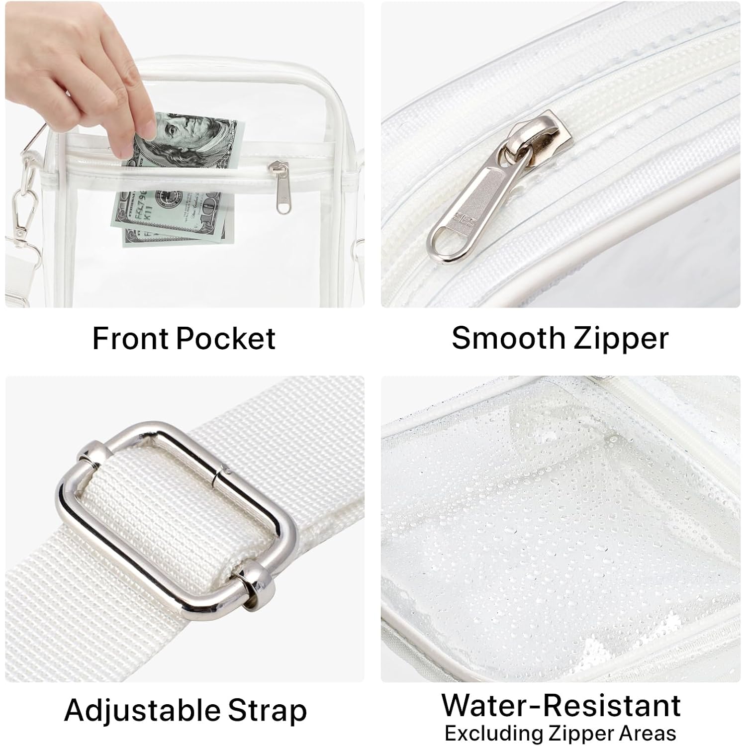 Clear Bag For Stadium Events - Clear Purses For Women Transparent Crossbody Messenger Bag For Concerts Game Day