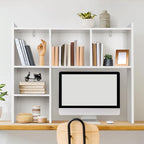 Oook White Desk Hutch, Dorm Organizers And Storage, Desktop Bookshelf With 5 Shelves, 3-Tier Wooden Desktop Organizer, Computer Desk With Hutch For Office Dorm Home